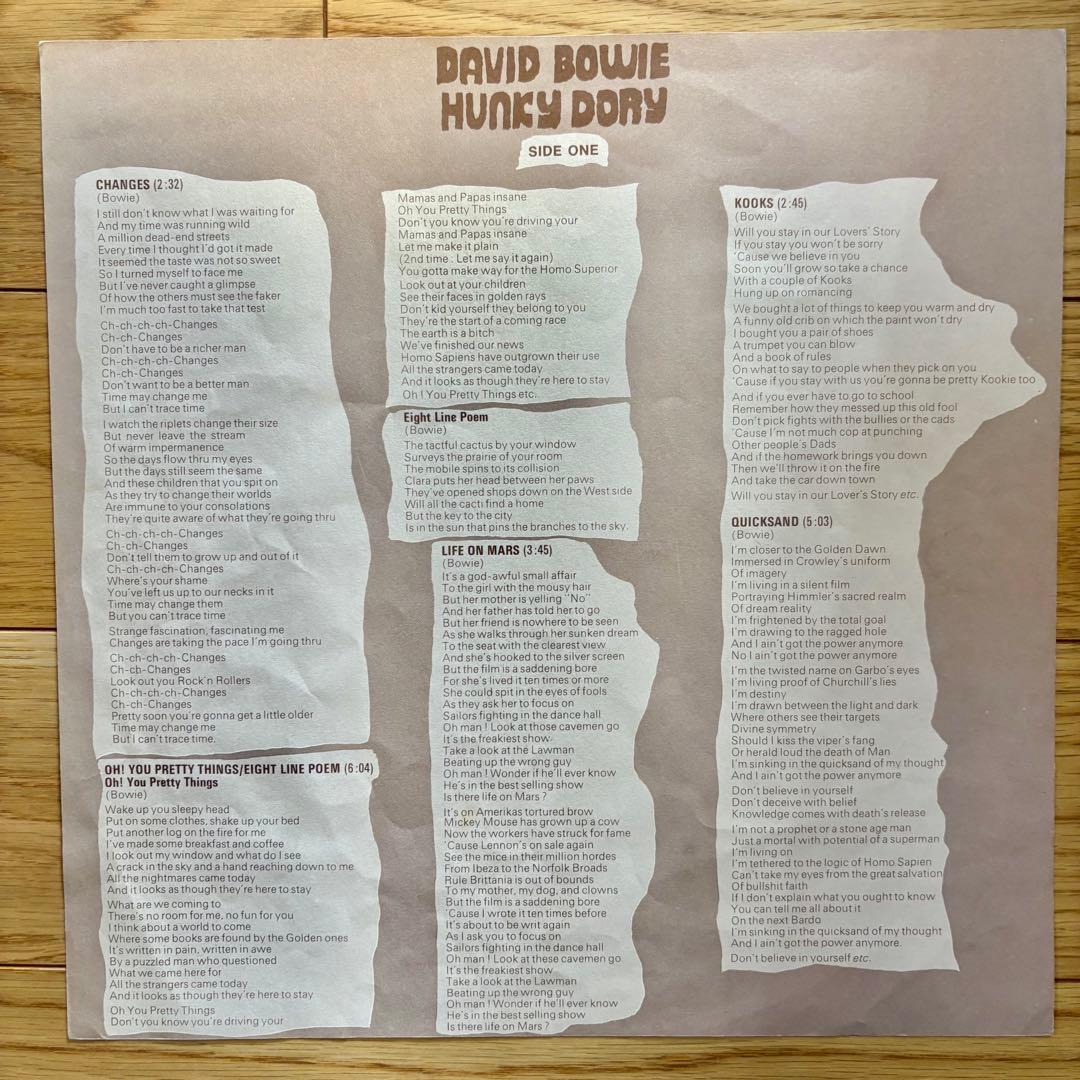 【極レア】David Bowie/Hunky Dory UKオリジ初回マト3/3