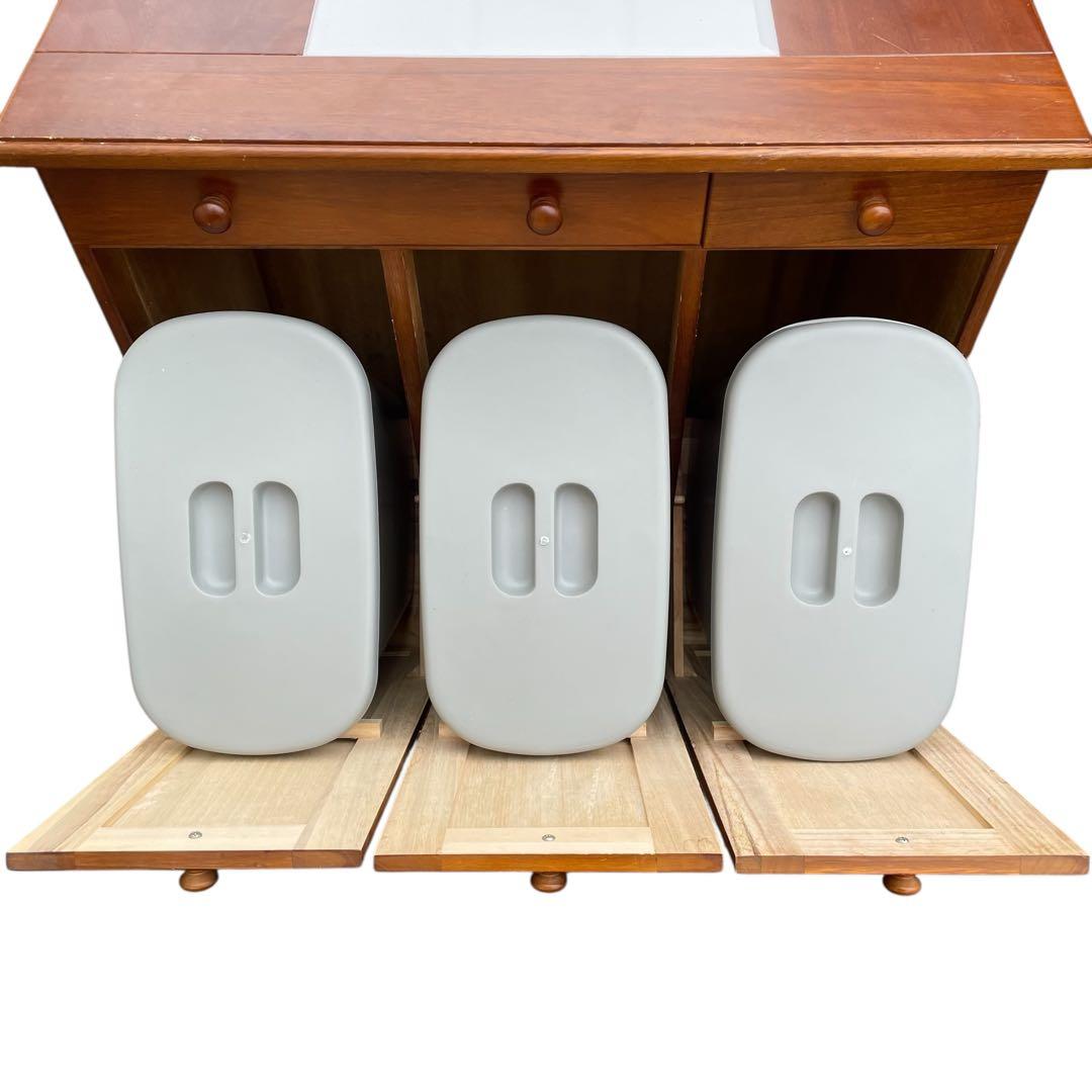 カントリー　キッチンカウンター ダストボックス 木製 キャスター付き　ゴミ箱付き