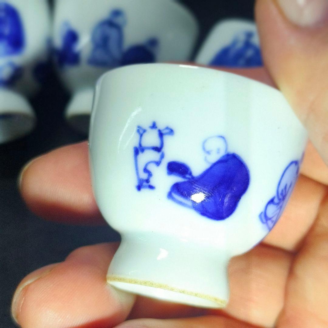 煎茶道具 染付宝瓶茶器 手描き唐子文 祥山造 骨董 時代物 薄手蒐集家放出美品