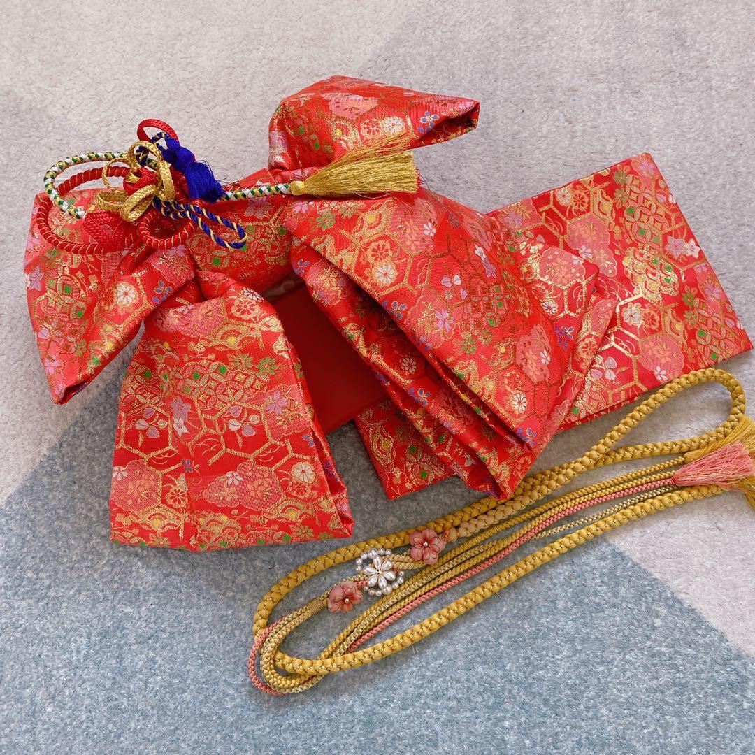 七五三 7歳 正絹 着物 長襦袢 作り帯 バッグ 草履 フルセット