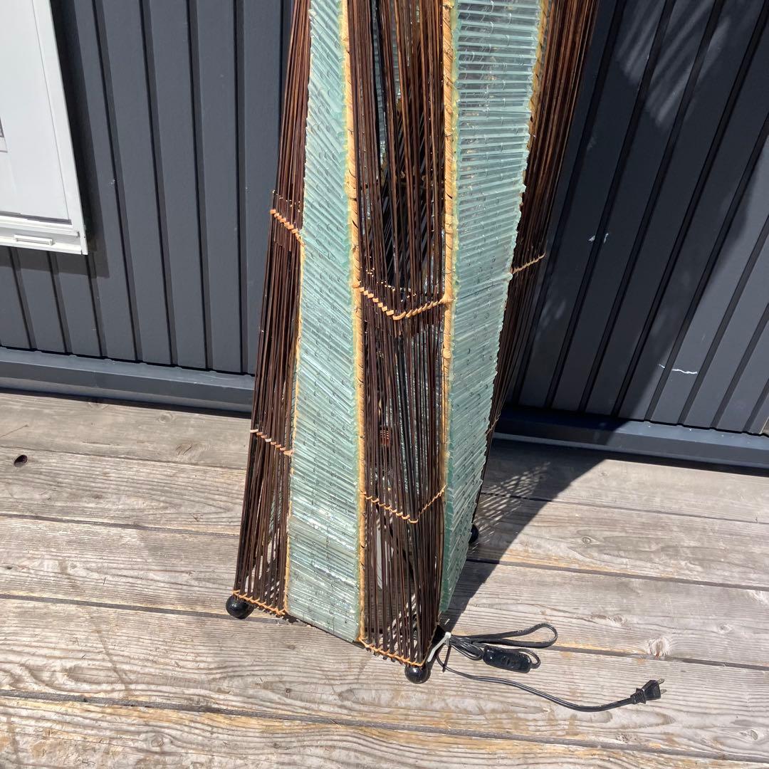 昭和レトロ 和風 竹 ガラス製スタンドライト シェードランプ フロアライト