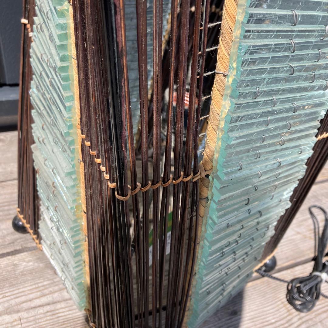 昭和レトロ 和風 竹 ガラス製スタンドライト シェードランプ フロアライト