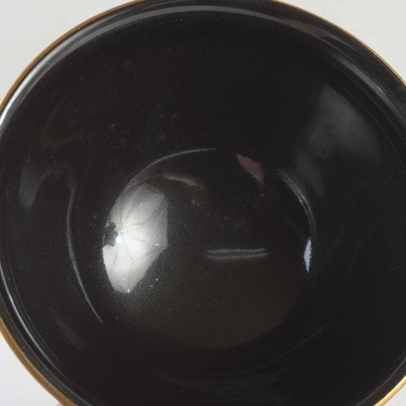 茶道具　京焼　平安　紫雲造　色絵　黒仁清七宝文　数茶碗　六客　V　9471