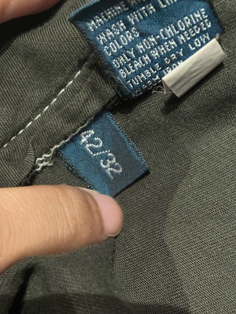 80s 90sラルフローレン　リメイクチノパン　オリーブ　ゴム付き　ドローコード