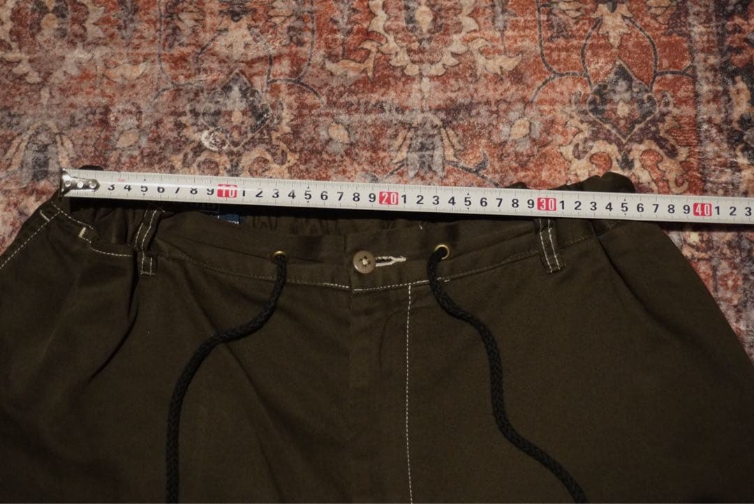 80s 90sラルフローレン　リメイクチノパン　オリーブ　ゴム付き　ドローコード