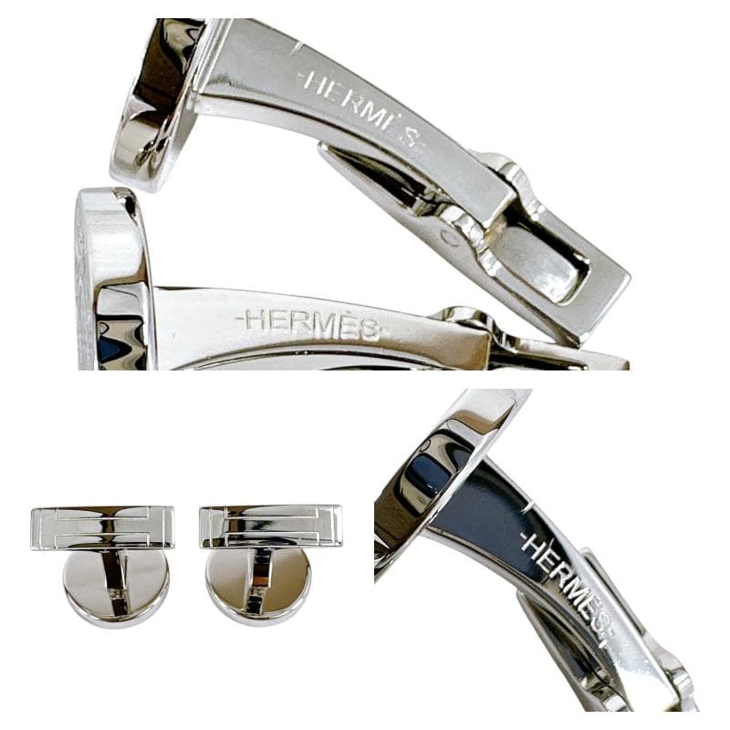 HERMES エルメス カフリンクス カフス リコル 2 ブラック シルバー