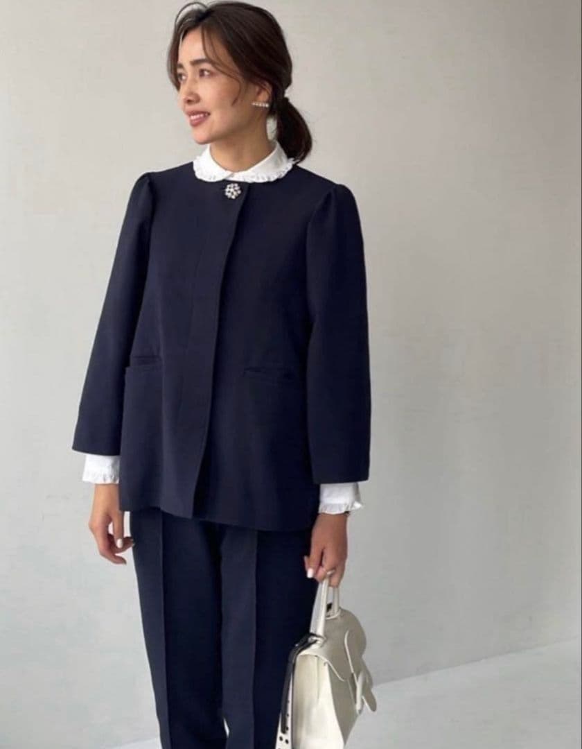 OHGA オーガ　セレモニー　ビジュー　ノーカラージャケット　フレア　パフ