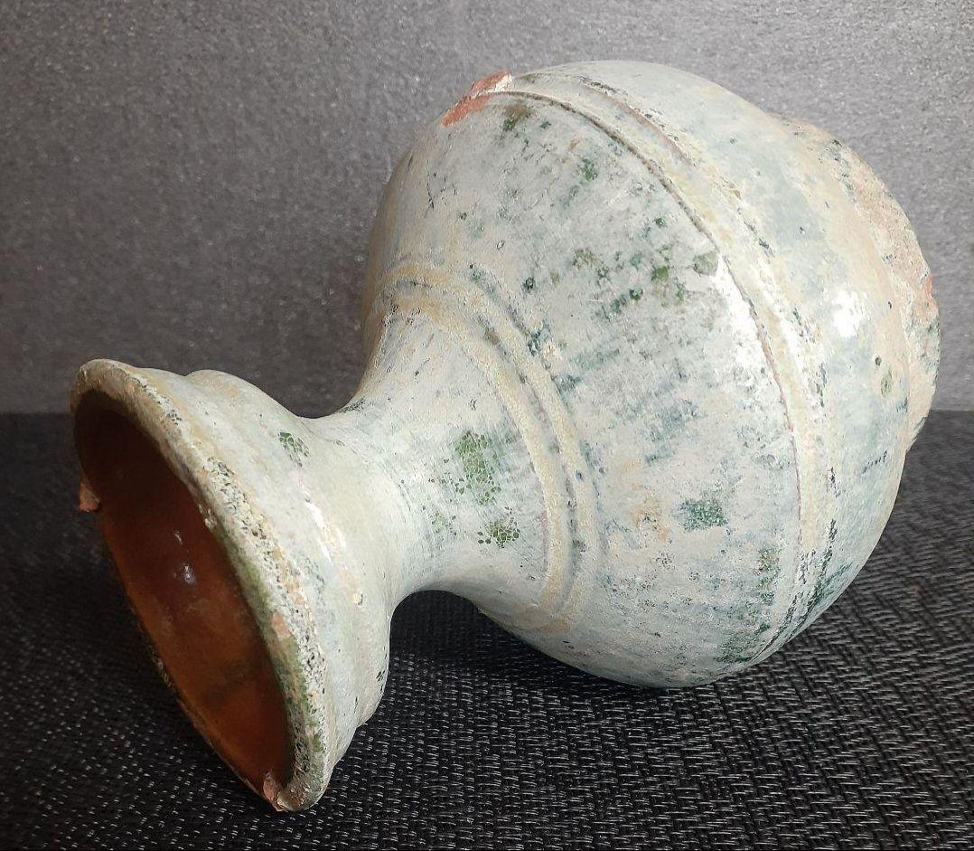 【本物保証❗️】中国古美術　中国古陶磁器　古玩　古代陶磁器　漢時代　漢緑釉銀化壺