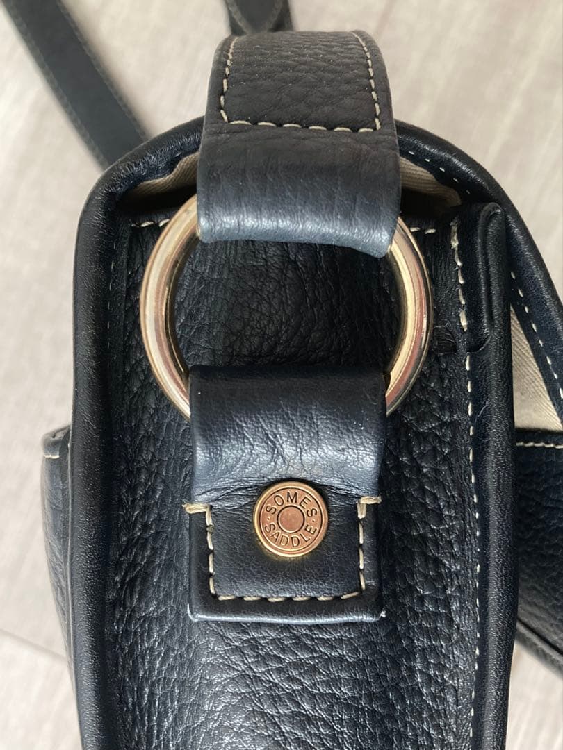 SOMES ソメス ミニショルダーバッグ ネイビー シボ革