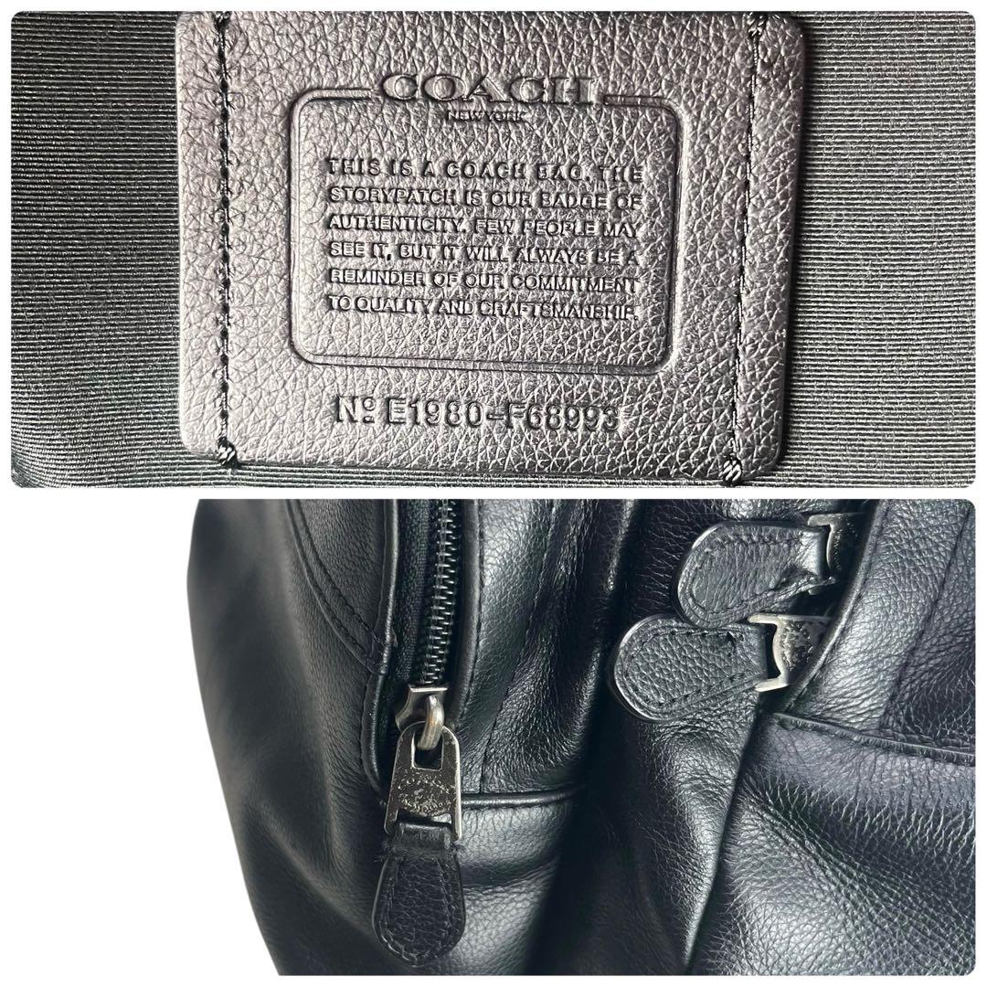 COACH コーチ レザー リュック ブラック 大容量 ロゴ A4 PC 収納