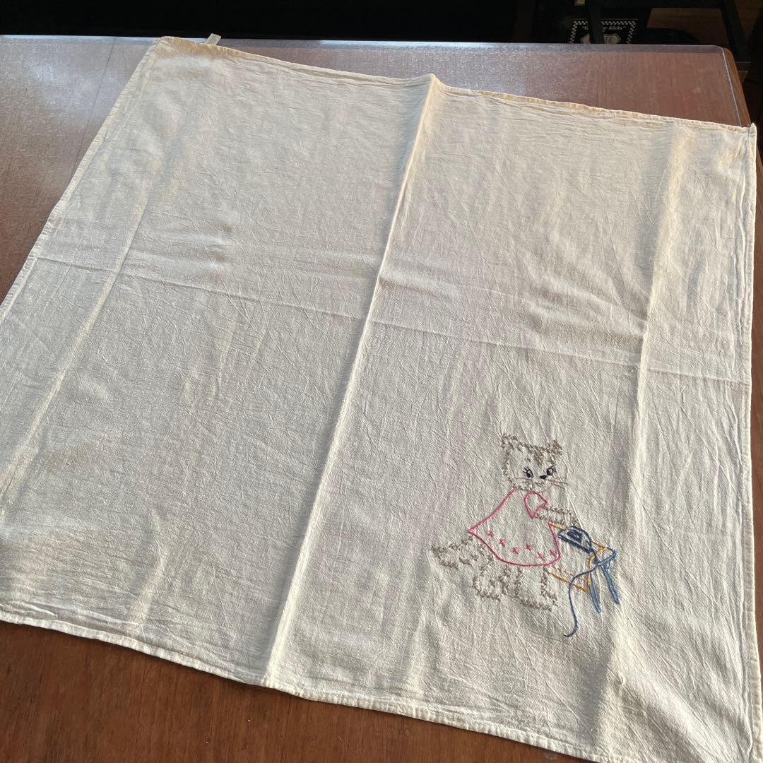 ☆レア☆ヴィンテージ キトゥン エンブロイダリーウィークリークロス ７枚セット