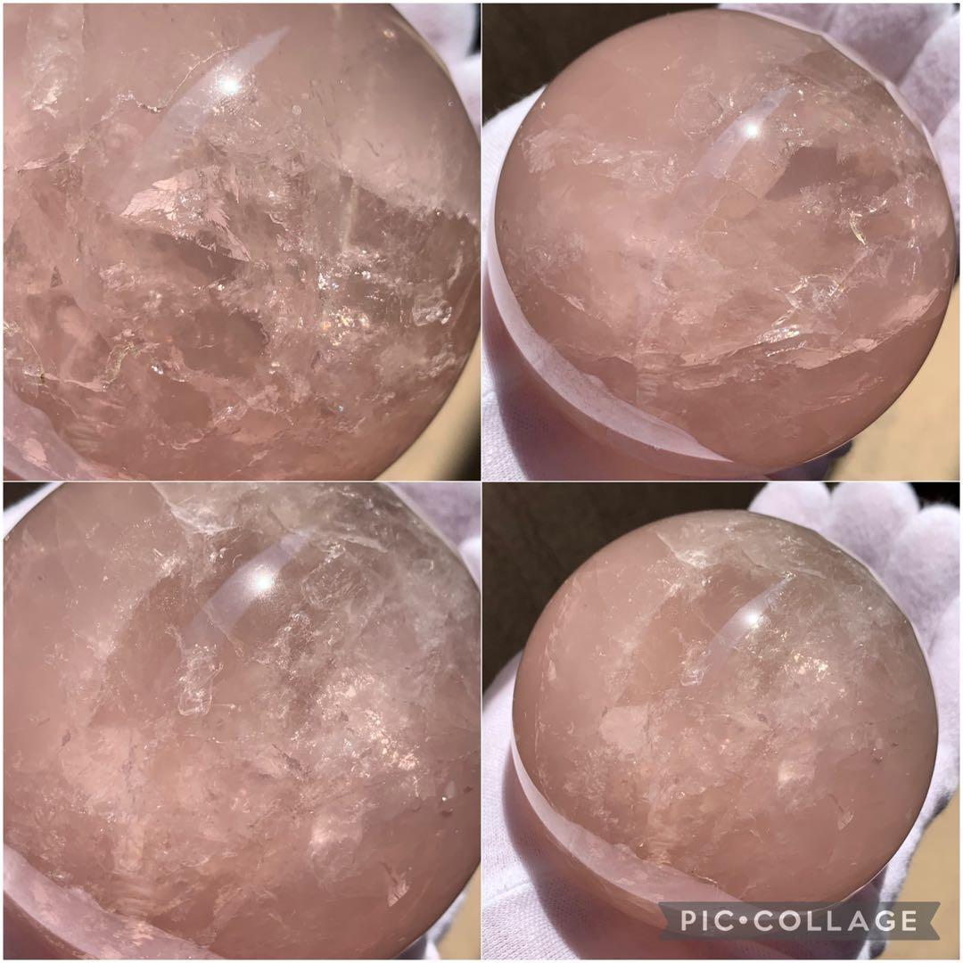 パープルローズクォーツ　スター＆虹入り　スフィア　ブラジル産　天然石