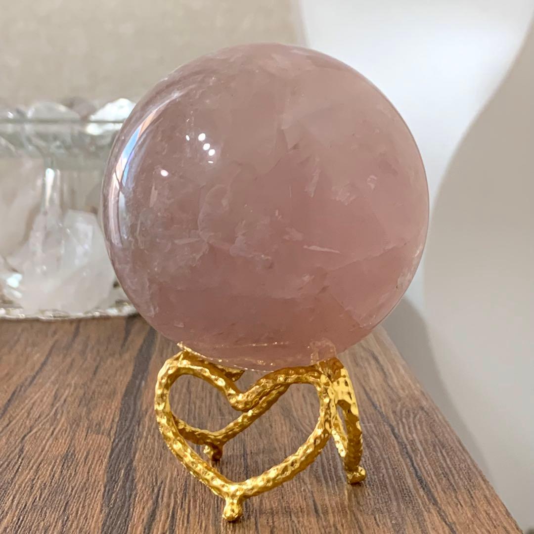 パープルローズクォーツ　スター＆虹入り　スフィア　ブラジル産　天然石