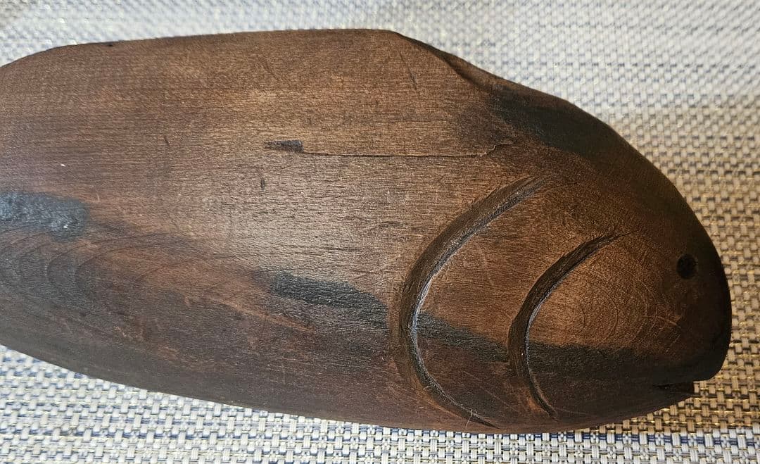 古民具　古道具　自在鉤　鯛 鯉横木　木彫 彫刻　オブジェ　インテリア　レトロ