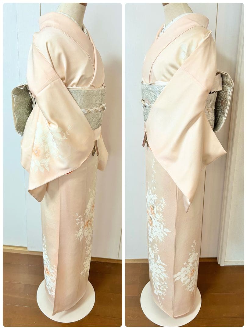 正絹訪問着　裄丈長め　フルセット4点　入学式　七五三　お宮参り