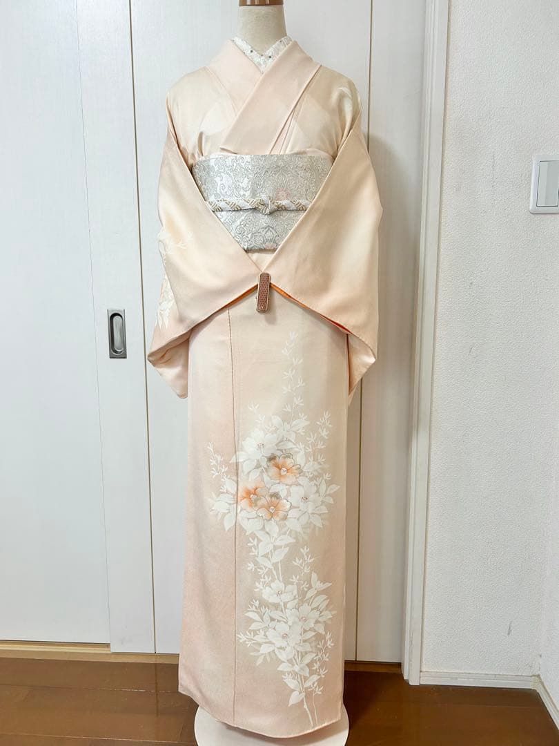 正絹訪問着　裄丈長め　フルセット4点　入学式　七五三　お宮参り