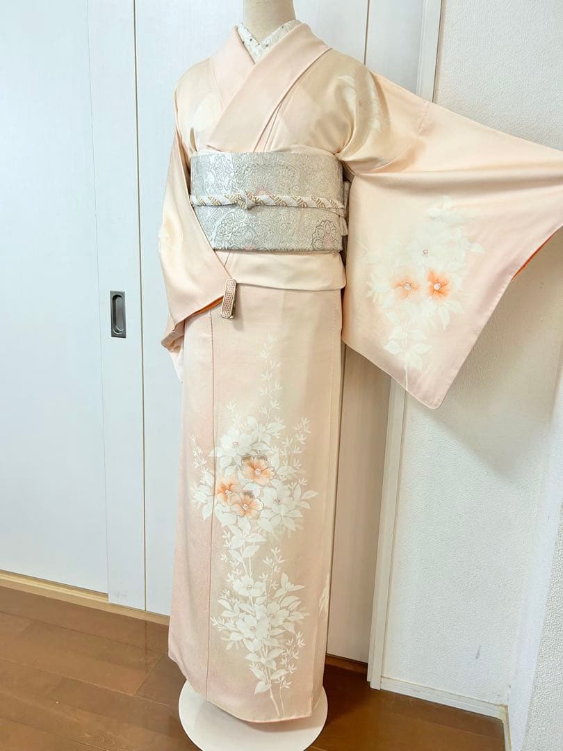 正絹訪問着　裄丈長め　フルセット4点　入学式　七五三　お宮参り