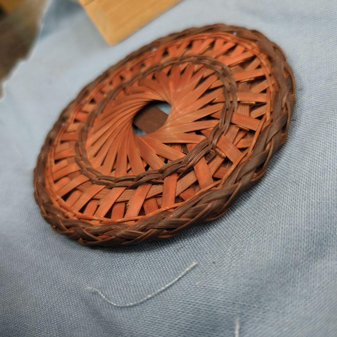 人間国宝 五世 早川 尚古斎 造 輪口編 瓶床 瓶敷　瓶座　共箱　木箱