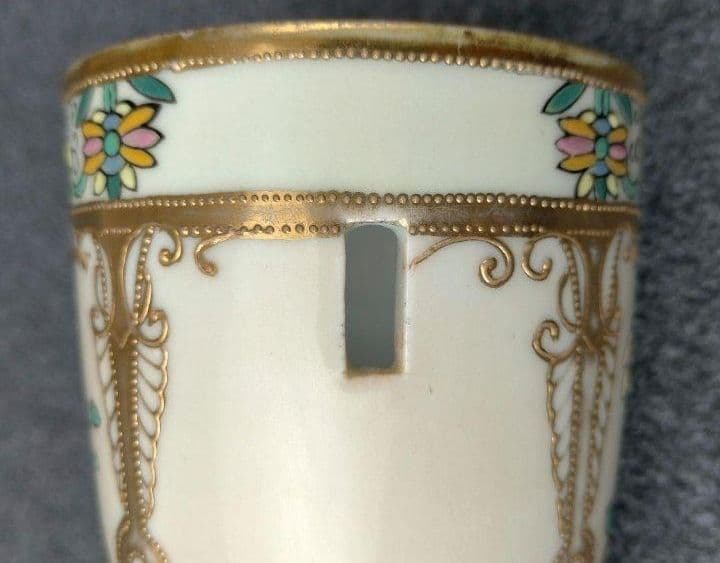 希少★オールドノリタケ　金彩点盛り薔薇絵　掛け花入れ