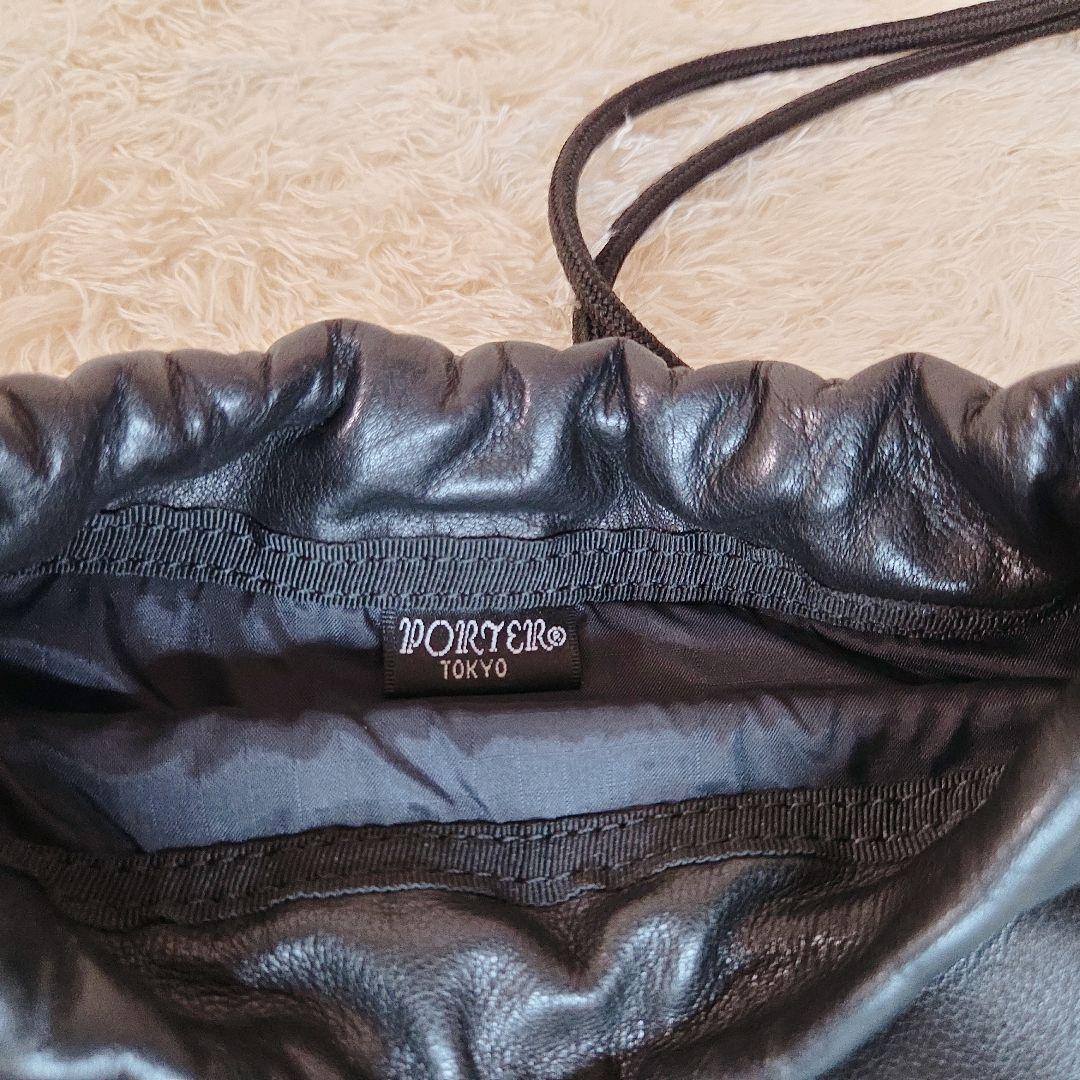 美品✨PORTER WAKOMARIA レザー 巾着 ポーター ワコマリア 黒