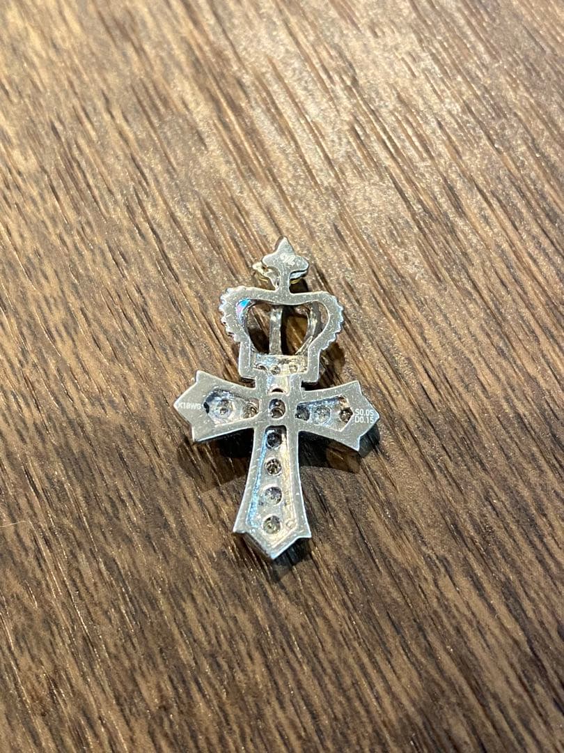 QVC笠原真寿美 ペンダントトップ ダイヤモンド クラウン クロス K18WG