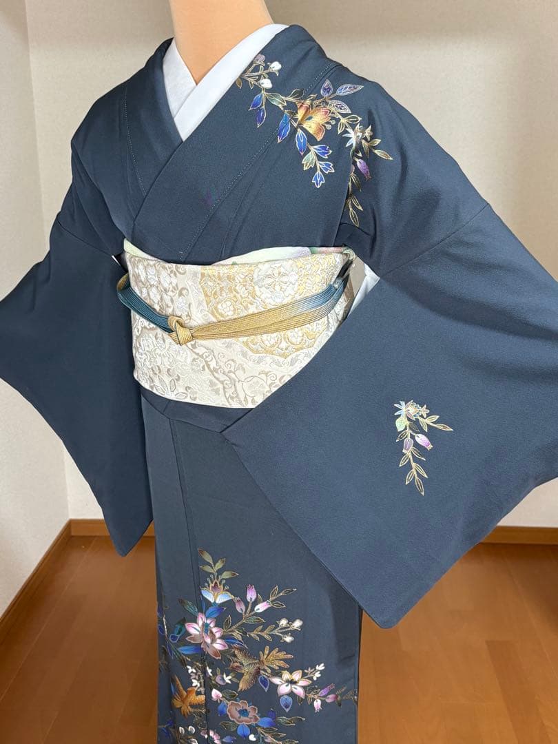 4点フルセット　正絹訪問着　袋帯　帯揚げ　帯締め