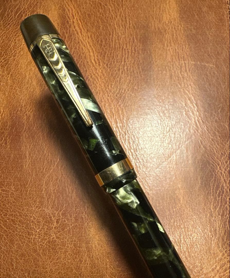 オノト　6233　グリーン&ブラックマーブル　M（中字）5号ニブ