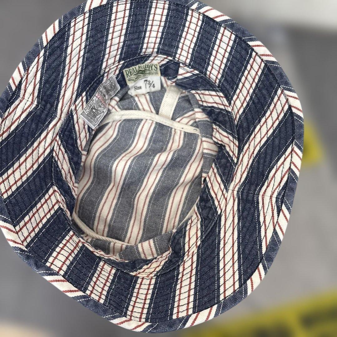 リアルマッコイズ ストライプ バケット ハット ネイビー