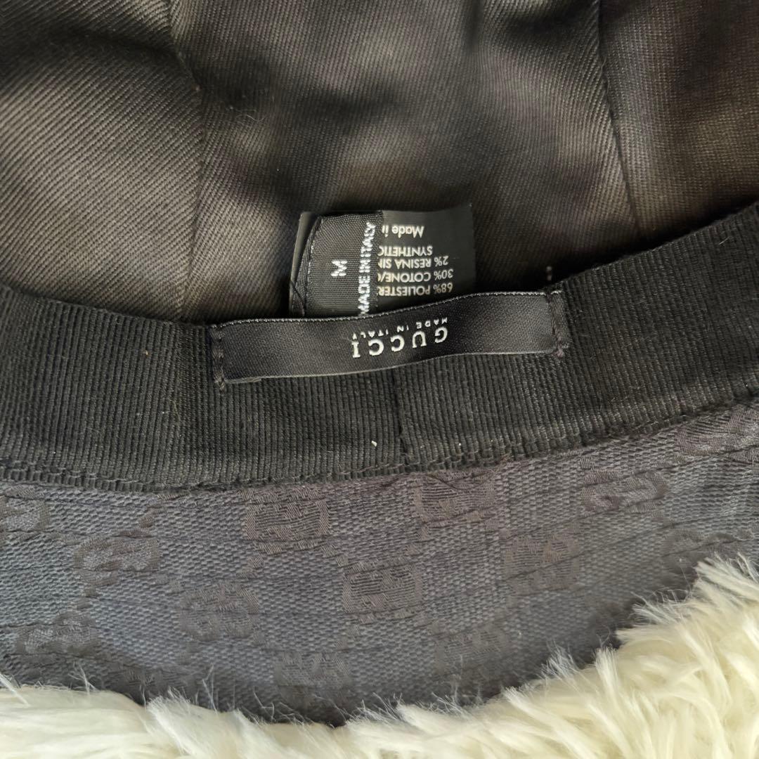 GUCCI バケットハット ブラック GGパターン