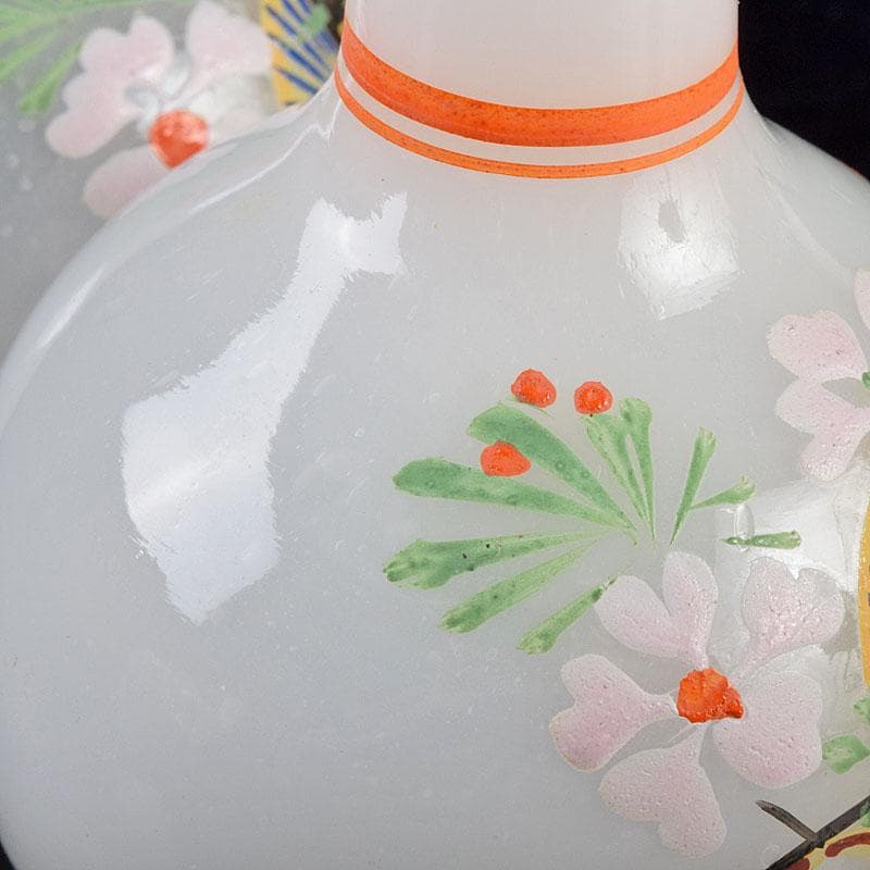 ガラス工芸　鶴亀図　雛徳利　一對　時代箱　縁起物　V　R8928