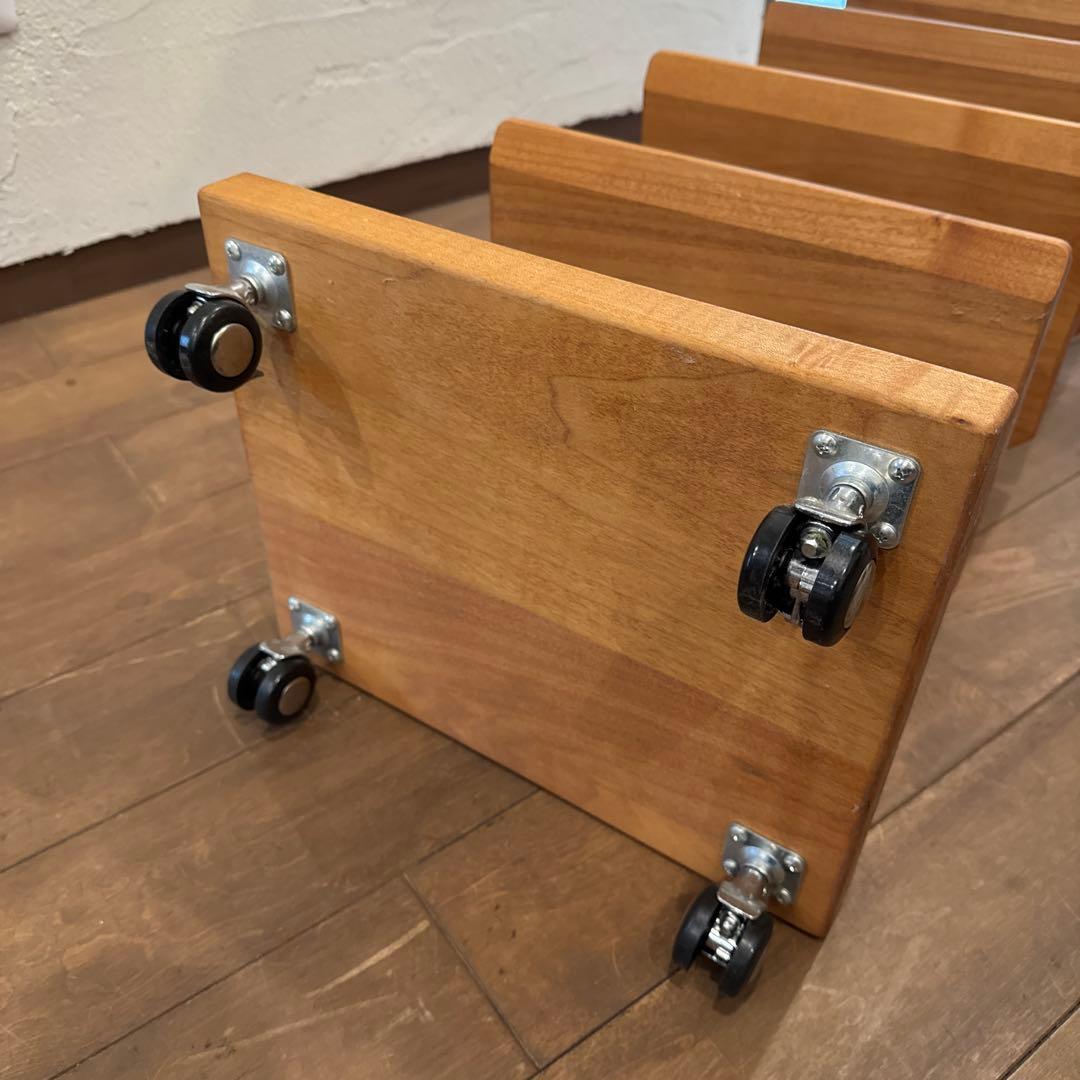 キャスター付きフリーラック 5段 ブラックチェリー無垢