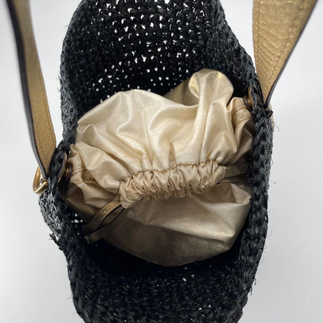 良品✨現行 ポロラルフローレン カゴバッグ ラフィアバッグ 巾着 ゴ ールド内袋