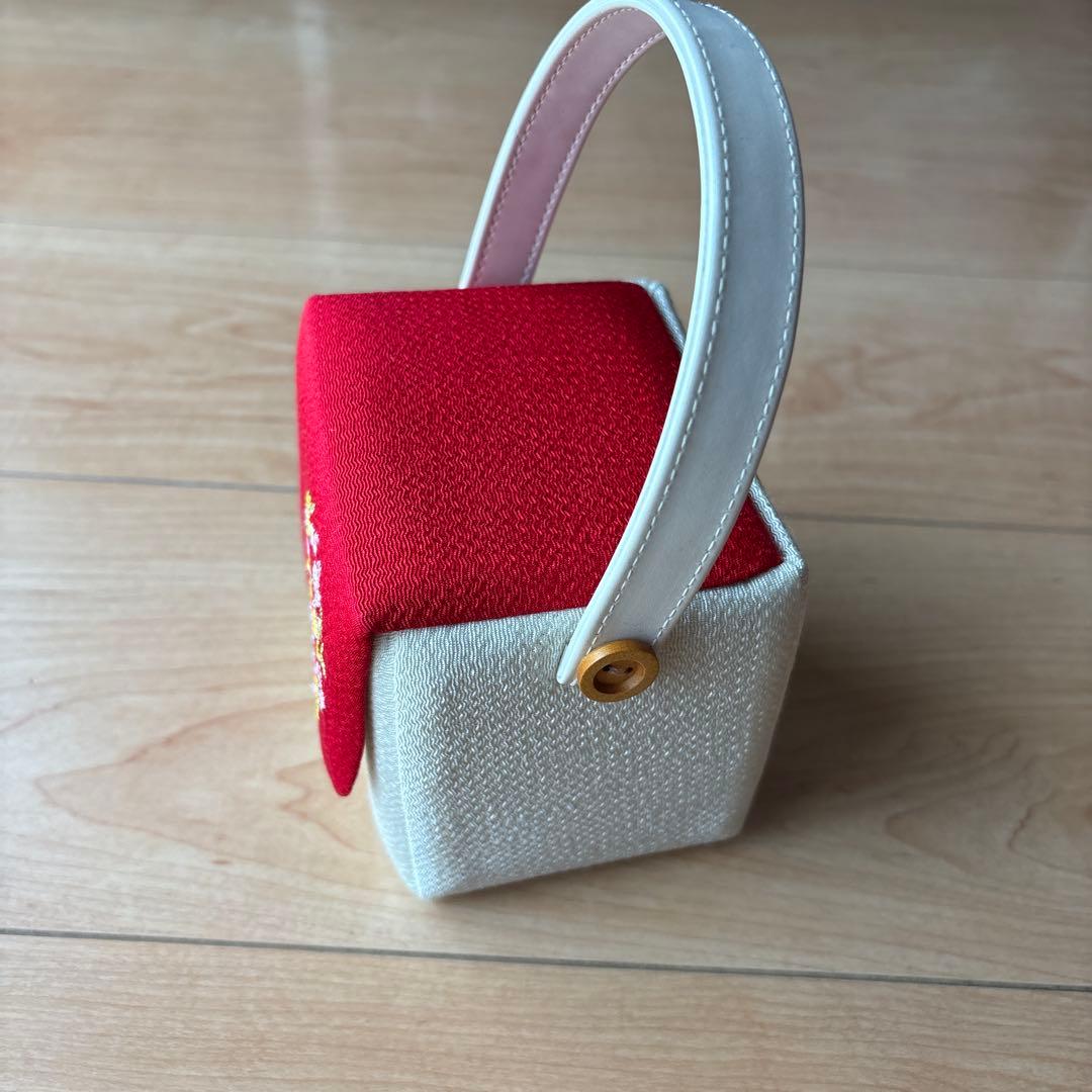 60 正絹？　真紅×小花柄　七五三着物セット　被布　3歳　日本製