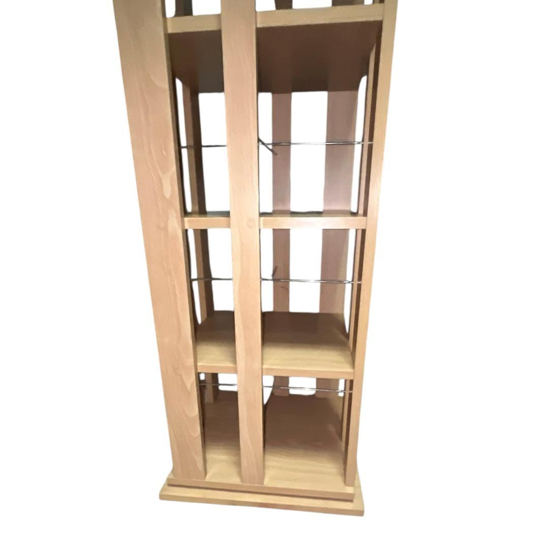 ナチュラル木目 回転式CDラック 5段収納タワー　約35×35×120cm