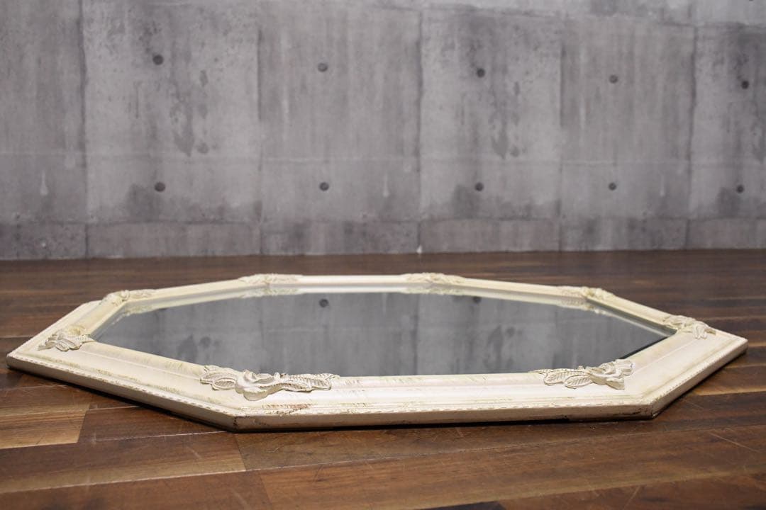 CHC71 シャビーシック オクタゴンミラー レリーフ アンティーク調 八角形