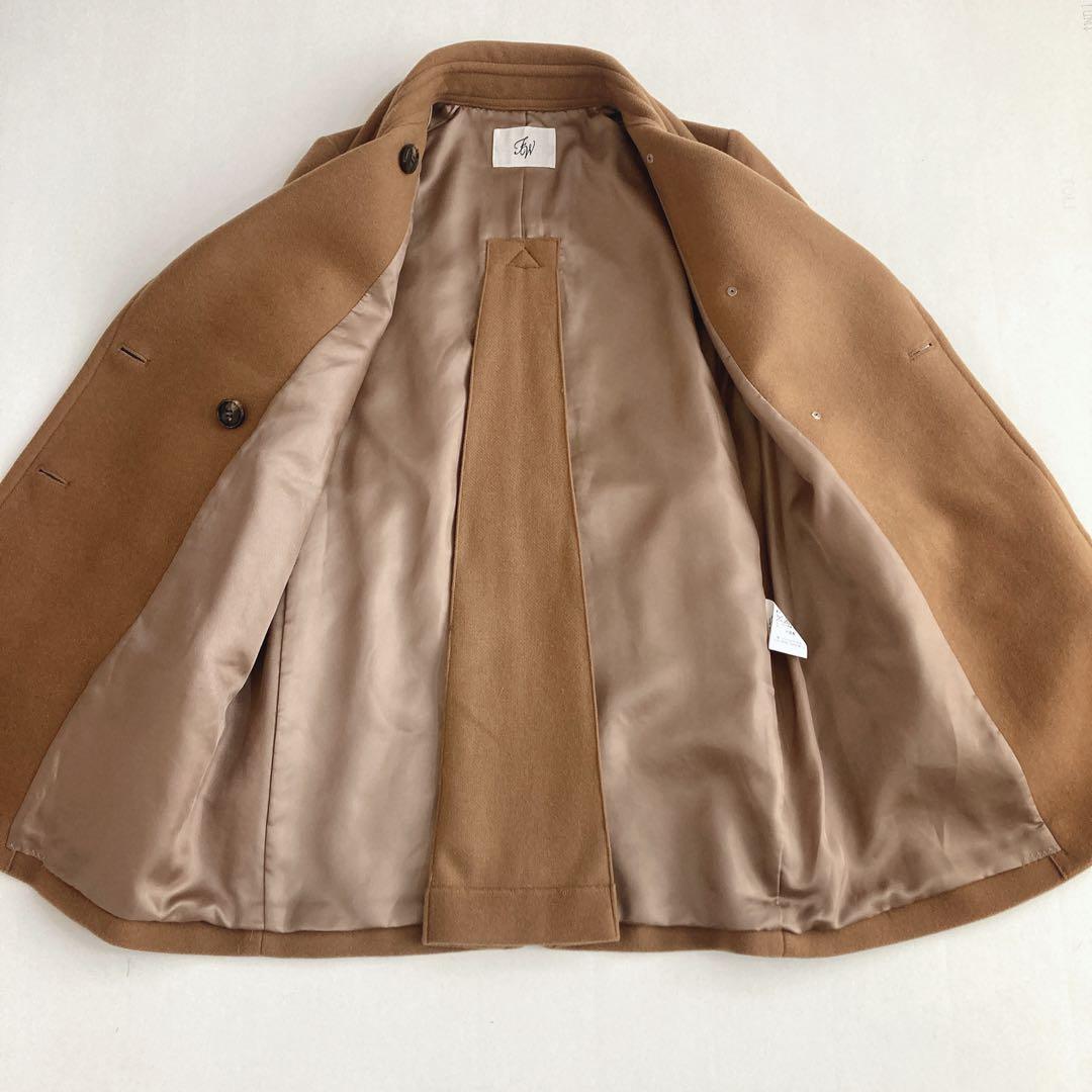 フレームワーク ピーコート カシミヤ ウール ハーフコート ダブル キャメル