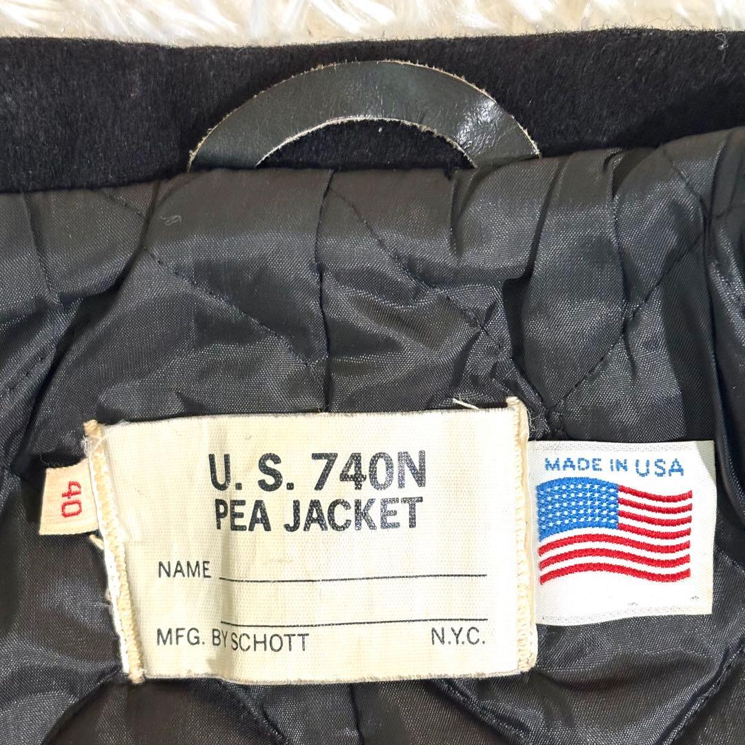 SCHOTT ショット 740 メルトン ピーコート 8つボタン 黒 L