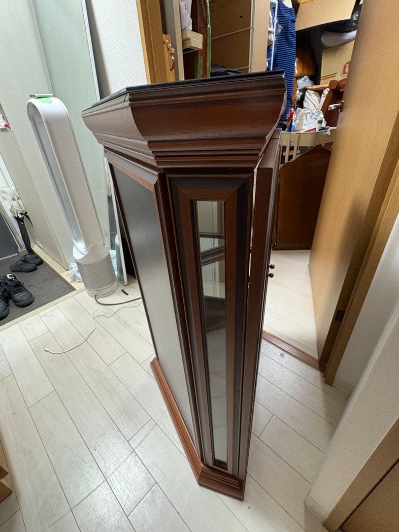 アンティーク　コーナーキャビネット　ガラス　ミラー
