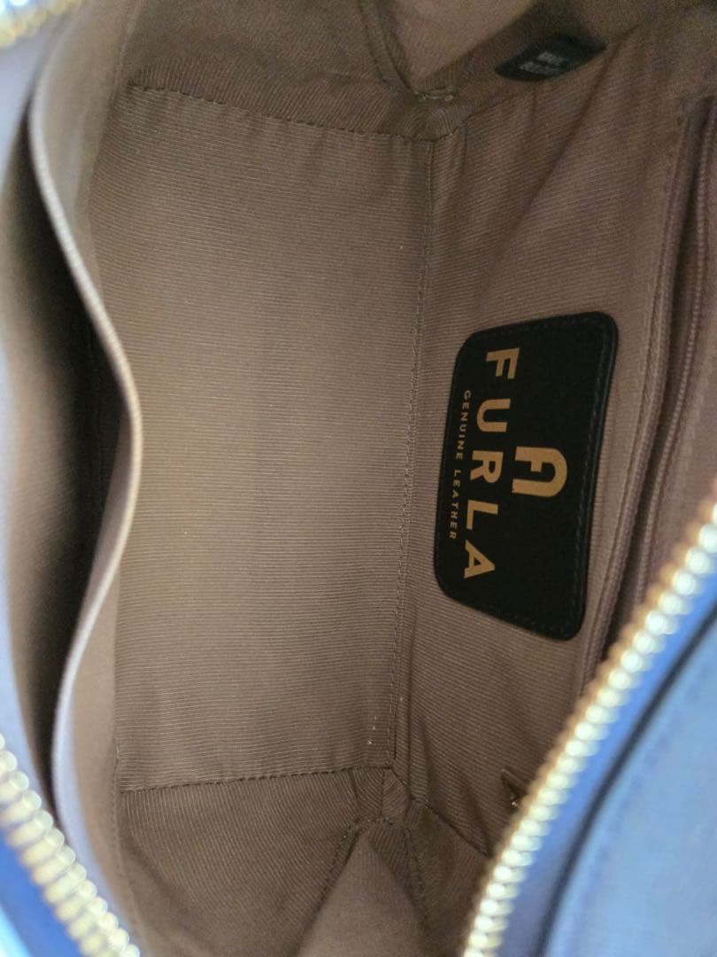 FURLA 本革 ショルダーバッグ ライトブルー/ネイビー