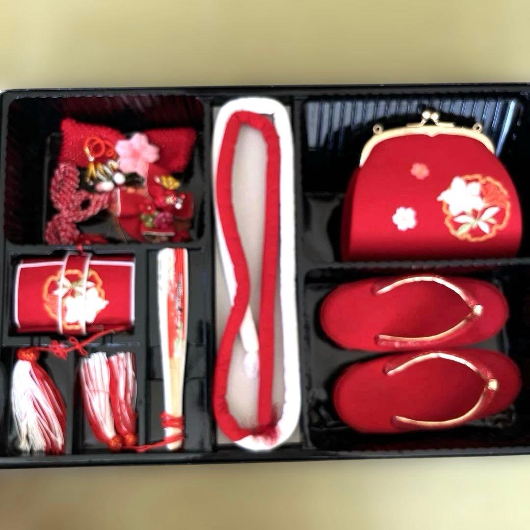 【七五三 3歳 女の子】赤 絞り 着物セット 一式 揃い 豪華