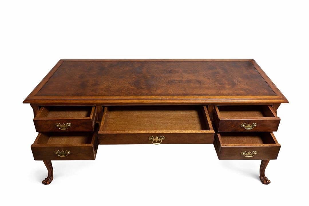 r*o様 アンティーク調 木製デスク 両袖机 猫脚 引き出し6杯 クラシック 書