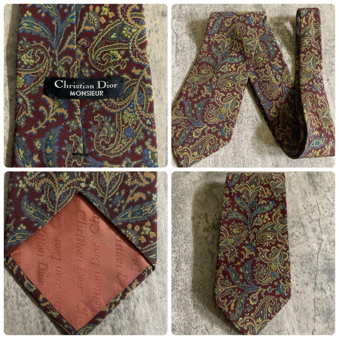 極美品 極上ウール Christian Dior ネクタイ 蛇柄 ダブルスーツ