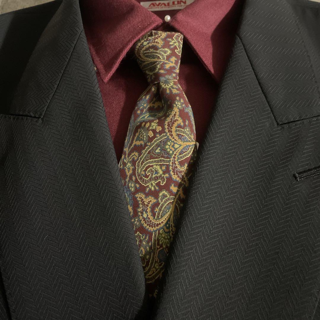 極美品 極上ウール Christian Dior ネクタイ 蛇柄 ダブルスーツ