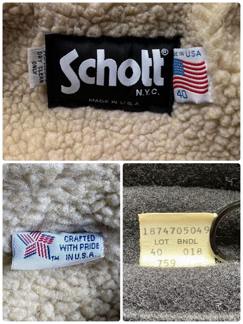 美品　ゆったり L Schott スウェード ボア　ランチ　コート　ジャケット