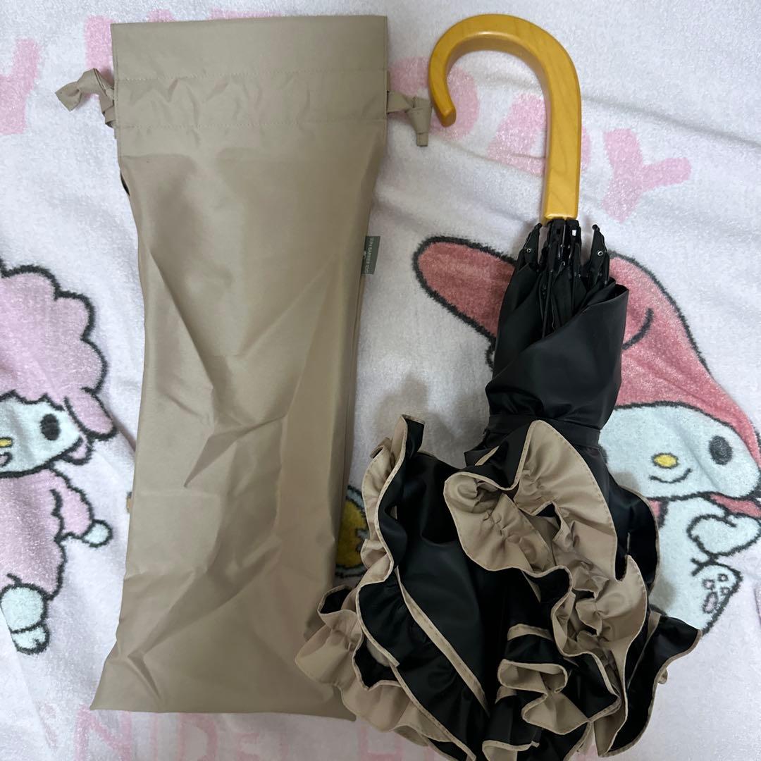 サンバリア100 ピンク フリル付き 折りたたみ日傘