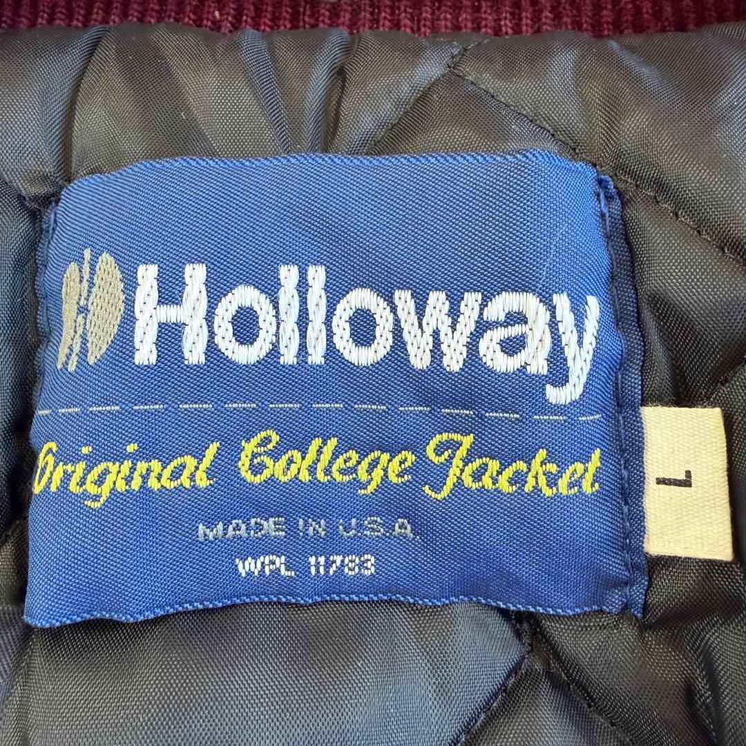 Holloway 90s USA製 ウール×レザー スタジャン ワインレッド L
