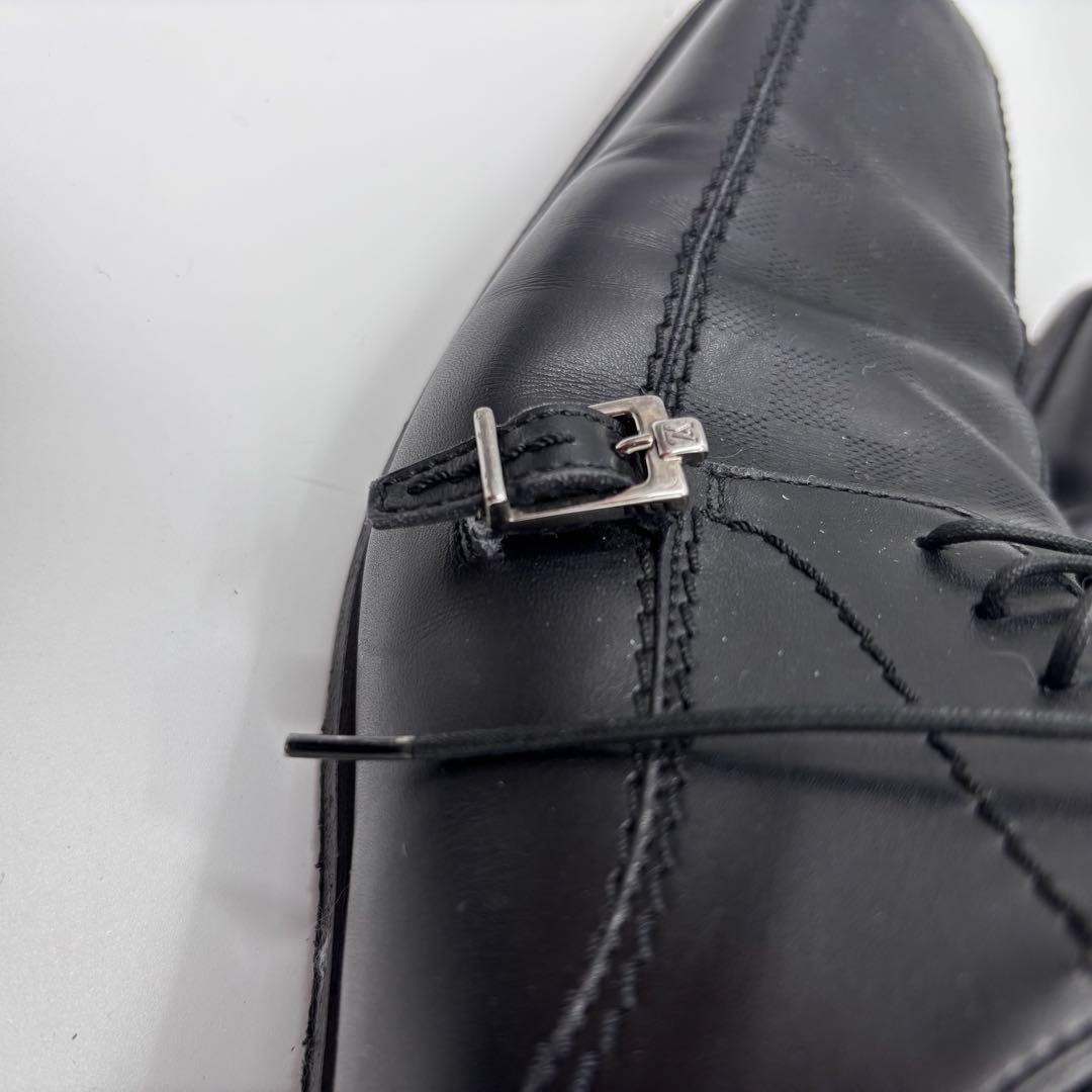 LOUIS VUITTON ダミエ型押し レザーシューズ ブラック 8 正規品