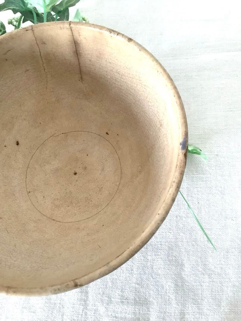 フランスアンティーク　クレイユモントロー　青い小花　カフェオレボウル