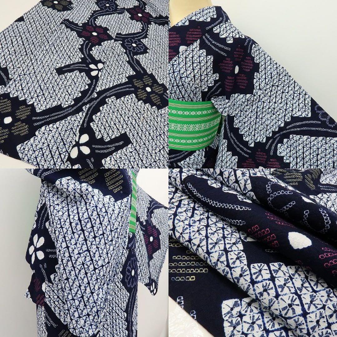 ちいちゃん✺美品 有松鳴海絞り 高級浴衣 着物 綿 A3149