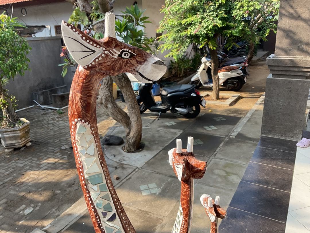 「新入荷」バリ島original木彫りキリン3体セット